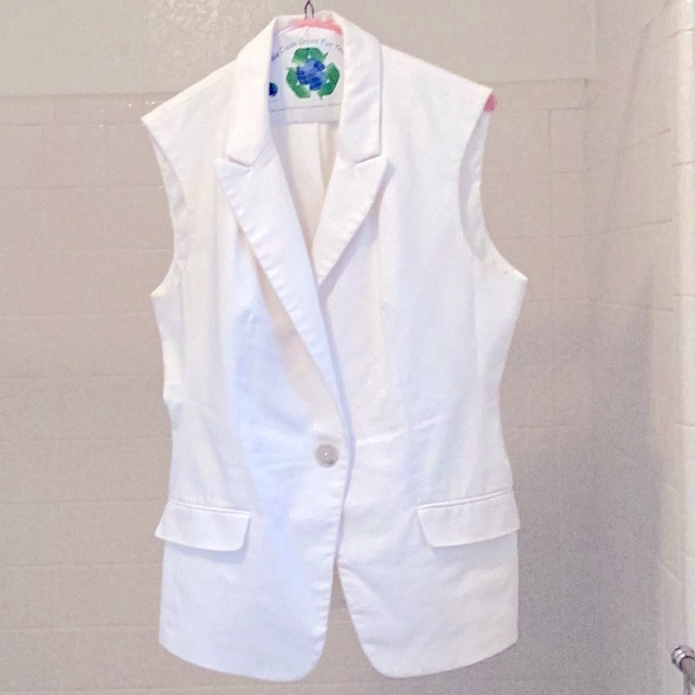 🦢EXPRESS Preppy Suit Vest Sleeveless All White Blazer